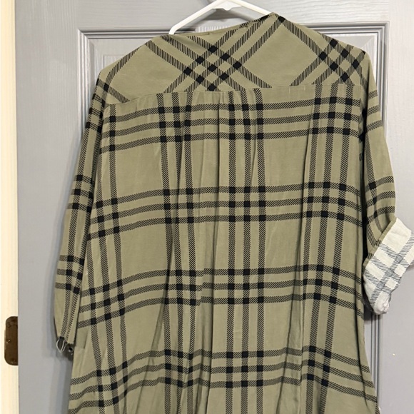 Miss Lili Olive and Black Plaid Button Down Shirt - Picture 8 of 9